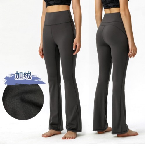 SWIFT fleece-lined high waist yoga pants women's high elastic casual slimming nude sports fitness quick-drying flared pants