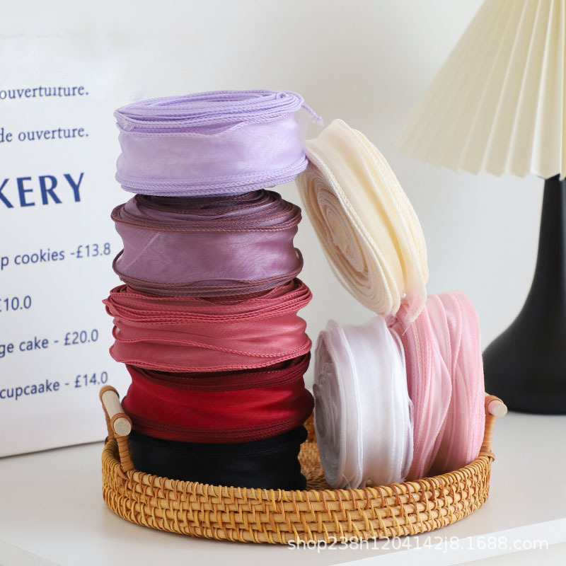 40码加长简装鱼尾纱丝带礼盒包装绑带生日礼物装饰彩带蛋糕资材