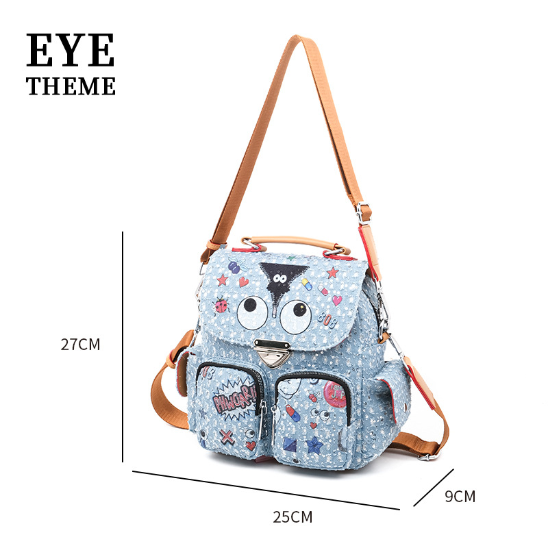 Colores contrastantes, nueva impresión de personalidad, extraña bolsa de mujer portátil con tapa de flip, novedad, lindo hombro de hombro con una gran capacidad.