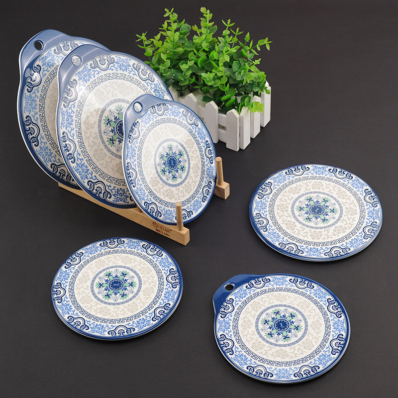 Wuhe blue and white porcelain-like insulation placemat kitchen household waterproof oil-proof anti-scald insulation plate pot mat melamine table mat
