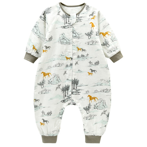 Bazitu bamboo cotton fiber spring and autumn children's gauze baby anti-kick and jump summer split-legged type A baby sleeping bag