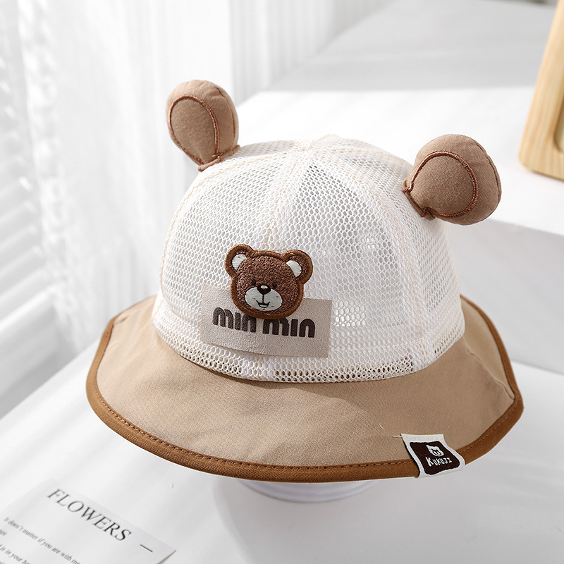 Sombrero de pescador para bebé, sombrero de lavabo, lindo, súper lindo, dibujos animados, sombrero para el sol transpirable, niño y niña, malla de protección solar al aire libre de verano