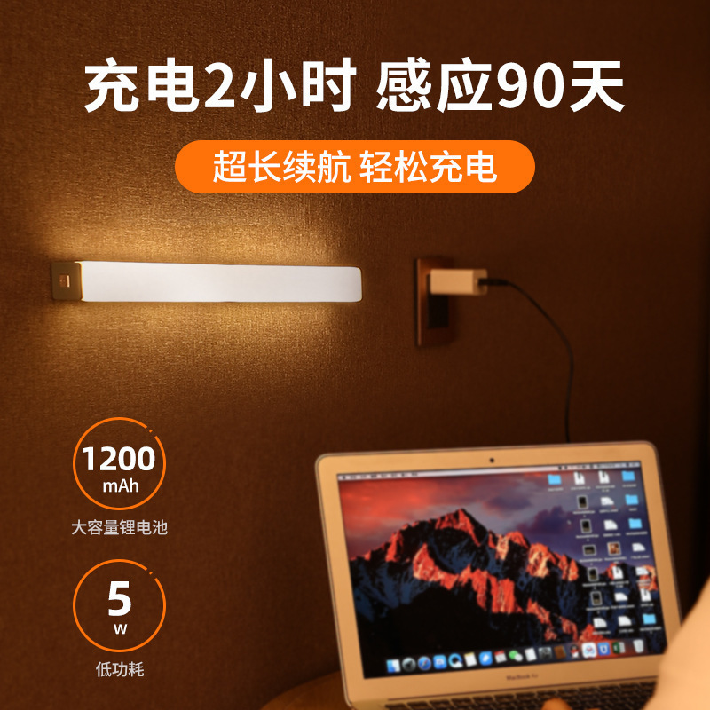 人が来たら点灯 充電式人体センサーライト 夜間自動センサーライト 通路玄関ドアライト付き 配線不要のライトバー|undefined