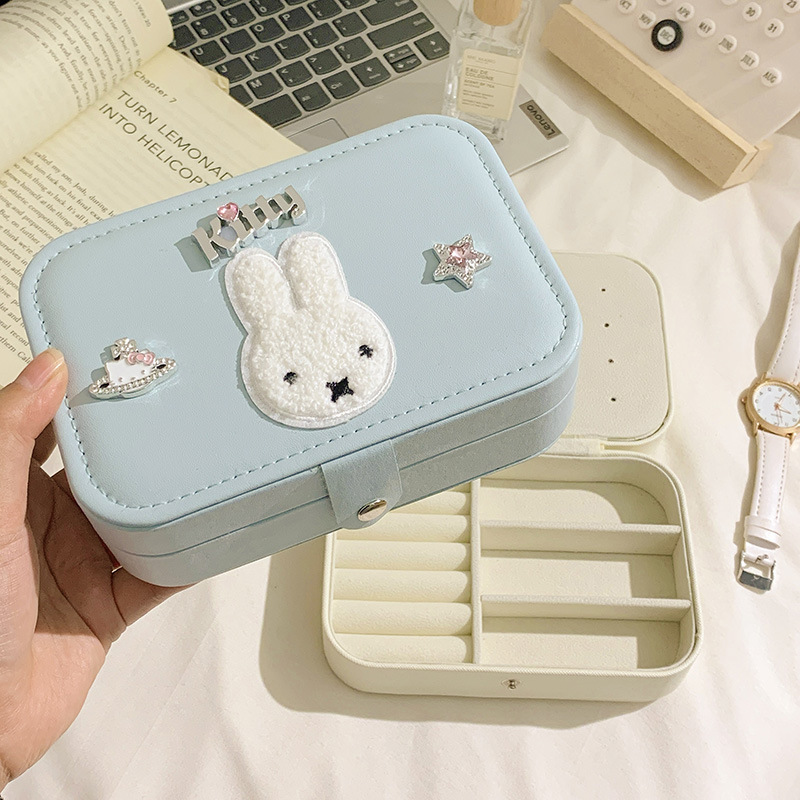 Miffy conejo caja de joyería pendientes anillo collar joyería caja de joyería de gran capacidad dibujos animados portátiles de alto nivel lindo