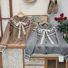 日系文艺休闲宽松甜美蝴蝶结针织衫少女宽松显瘦小清新毛衣外套秋