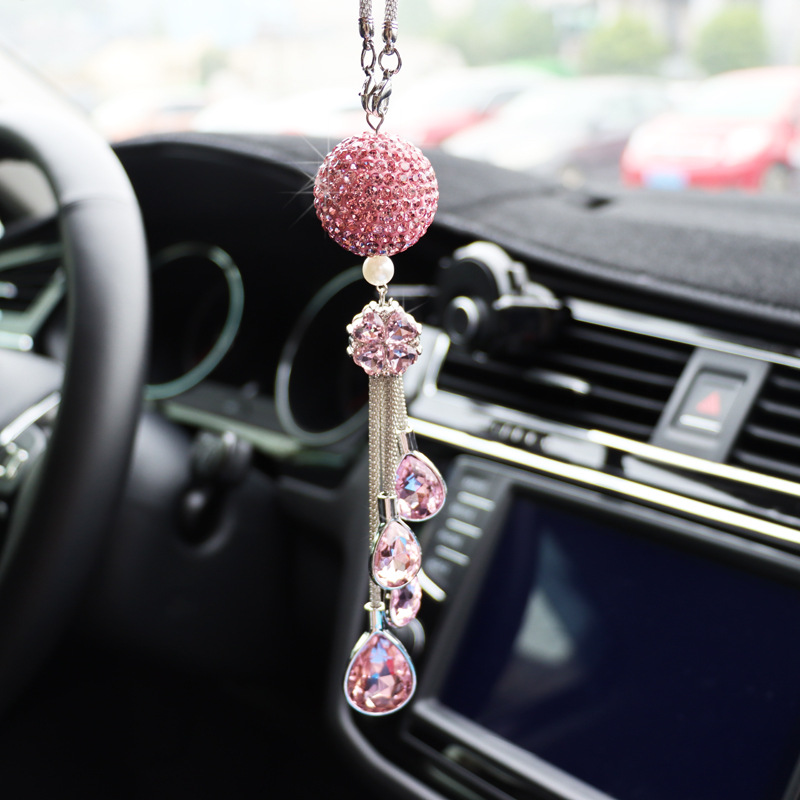 Car rearview mirror pendant metal pendant car Crystal Diamond Ball interior pendant car decoration rhinestone pendant ornaments
