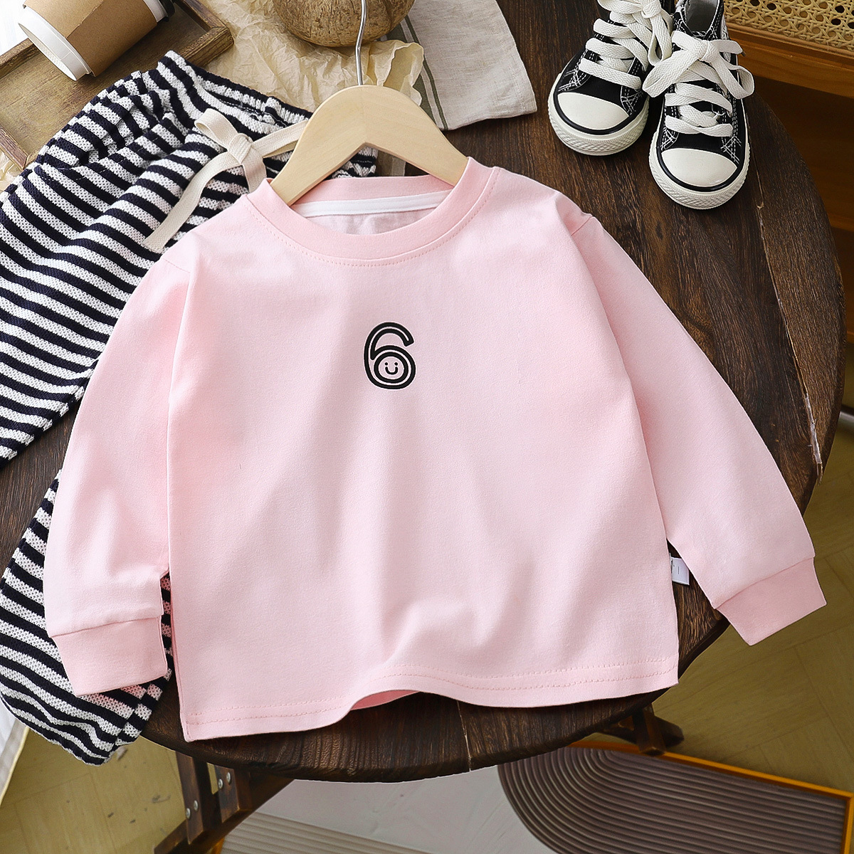 Camiseta de manga larga de algodón puro para niños y niñas, camiseta interior para niños pequeños, ropa interior para niños, ropa infantil.