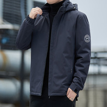 冲锋衣羽绒服男士短款连帽2024新款加厚白鸭绒休闲保暖冬装外套男