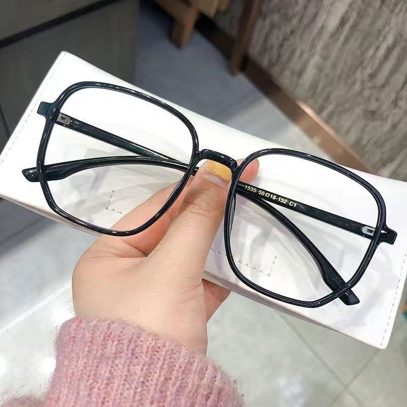 跨境潮流大框防蓝光平光腮红眼镜小红书同款多边形近视成品眼镜框|undefined