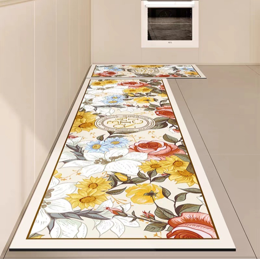 Cocina de estilo americano impermeable a prueba de aceite antideslizante resistente a las manchas alfombra de piso hogar lavable alfombra de cuero alfombra de la puerta