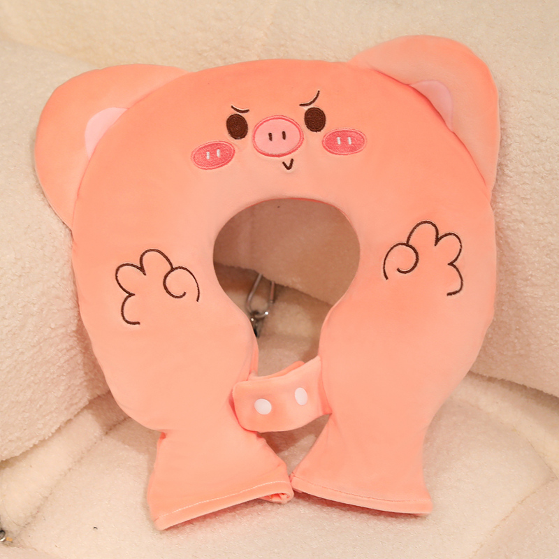 Bolsa de agua caliente de almohada en forma de U de dibujos animados a prueba de explosiones calentamiento compresas calientes protectoras de cuello desmontables y lavables bolsas de agua caliente de inyección de flujo de peluche otoño invierno image 9