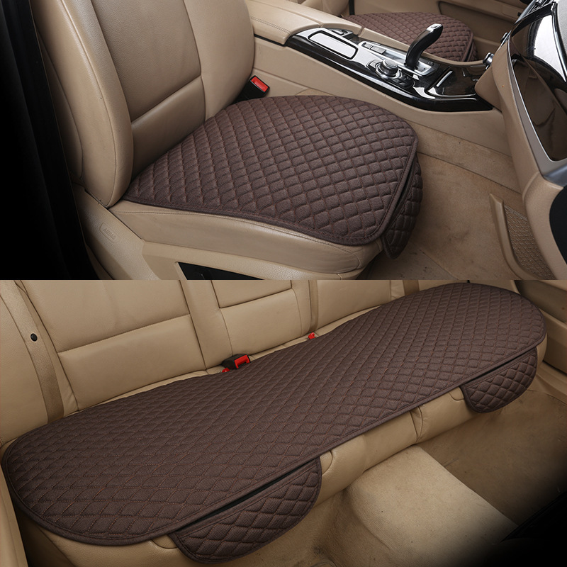 Cojín de asiento de coche de tela de lino pequeño cojín de asiento de coche de tres piezas cojín de asiento de coche universal transpirable verano coche cojín fresco