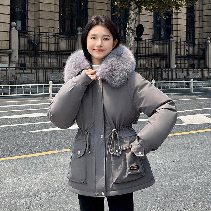 2024 grueso calentamiento para superar la mujer corta ropa de algodón de invierno de cuello grande con capuchón coreano chaqueta suelta image 12