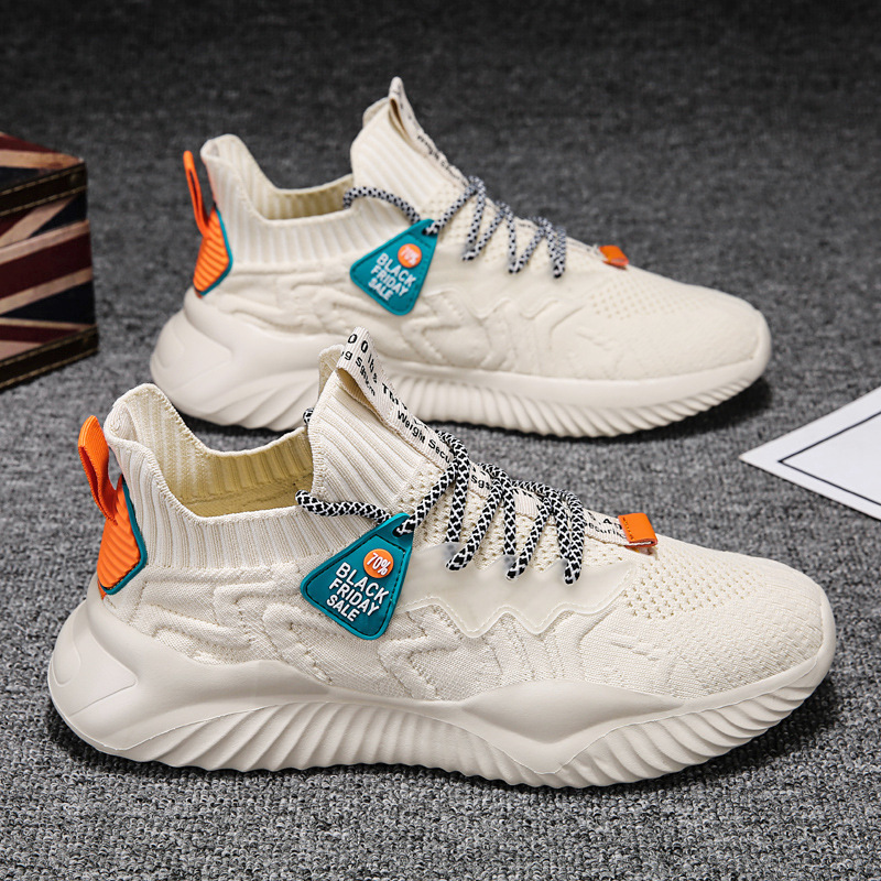 Winter Breathable Fly-Knit Sports Dad Shoes for Men, Versatile for Spring and Autumn, Men's Mesh Running Sneakers, Trendy Lightweight and Comfortable Shoes