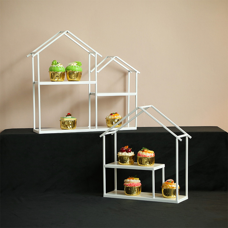 Mesa de postre de hierro blanco decoración soporte de exhibición bandeja de la torta té de la tarde europeo merienda soporte comida fría té mesa de descanso image 15