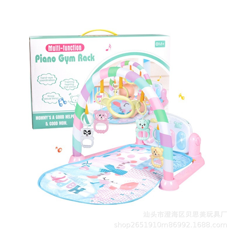 Piano pedal infantil estante de gimnasio bebés manta de arrastre neonatal multifuncional música iluminación piano electrónico almohadilla de juguete
