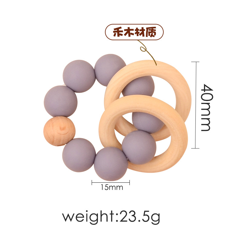 Bolso de nuevo estilo, pulsera de mordedor de madera de haya, juguete de mordisco de silicona para bebé, juguete de comercio exterior de Amazon AliExpress