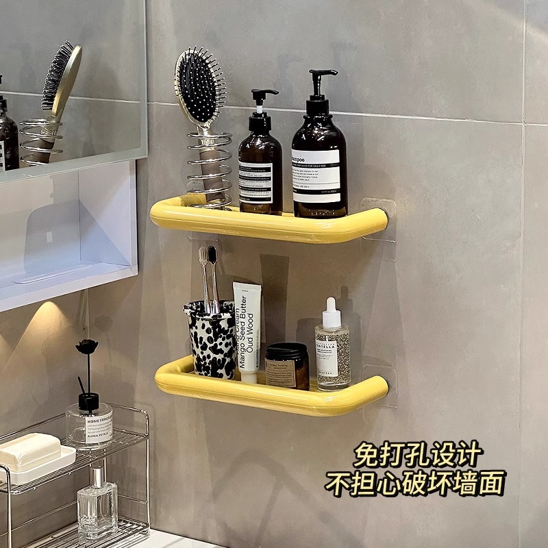 Dopamine Bathroom Storage Rack Without Punching Holes in the Bathroom Toilet Wall Wall-Mounted Storage Rack Household Washstand Shelf
