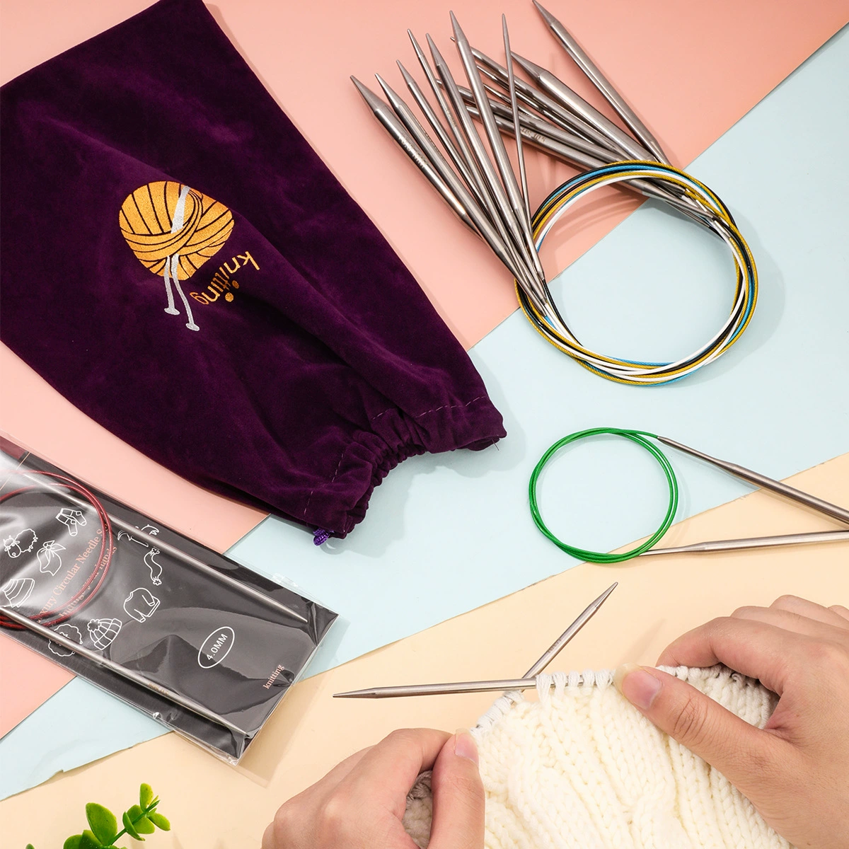 Крупнооптовая продажа крючков для вязания из нержавеющей стали, спиц для шарфов и носков ручной работы, круглых спиц и спиц для вязания крючком.