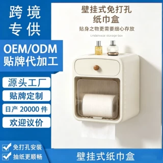 源头工厂免打孔挂壁纸巾盒浴室卫生间卷纸卫生巾收纳可视抽纸盒