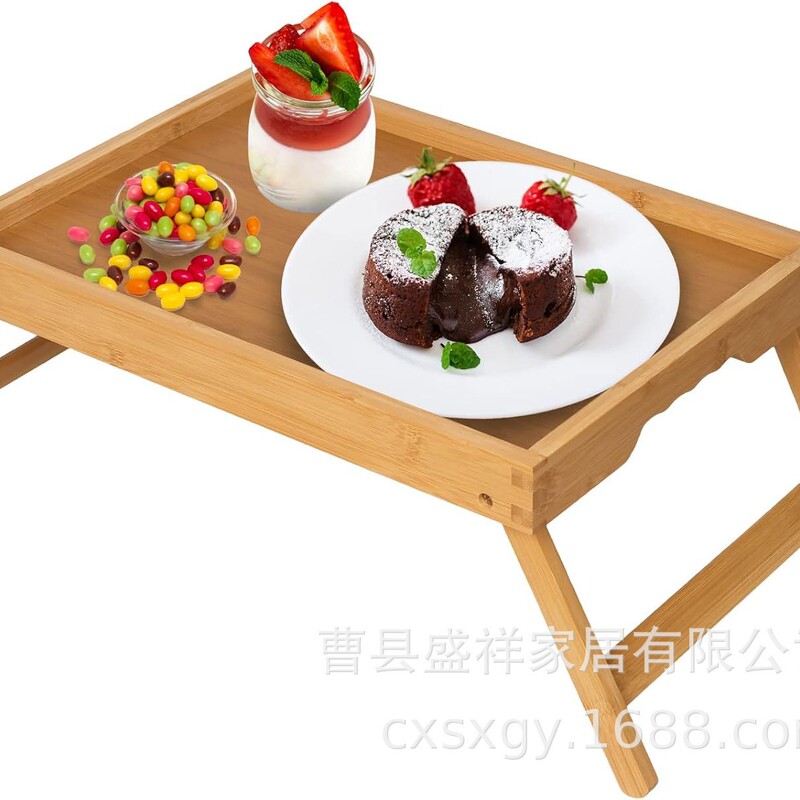Bed Tray with Folding Legs, Bamboo Breakfast Bed for Tv Table, Laptop Tray, Eating