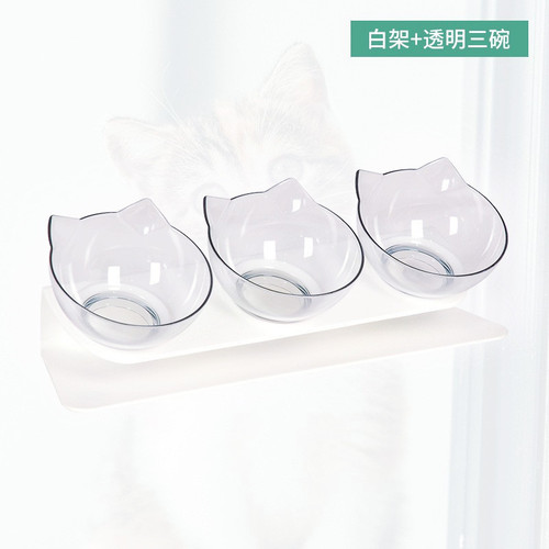Cross-border cat bowl multi-cat home feeding device neck guard inclined anti-tipping drinking black bowl large mouth three bowls cat bowl 