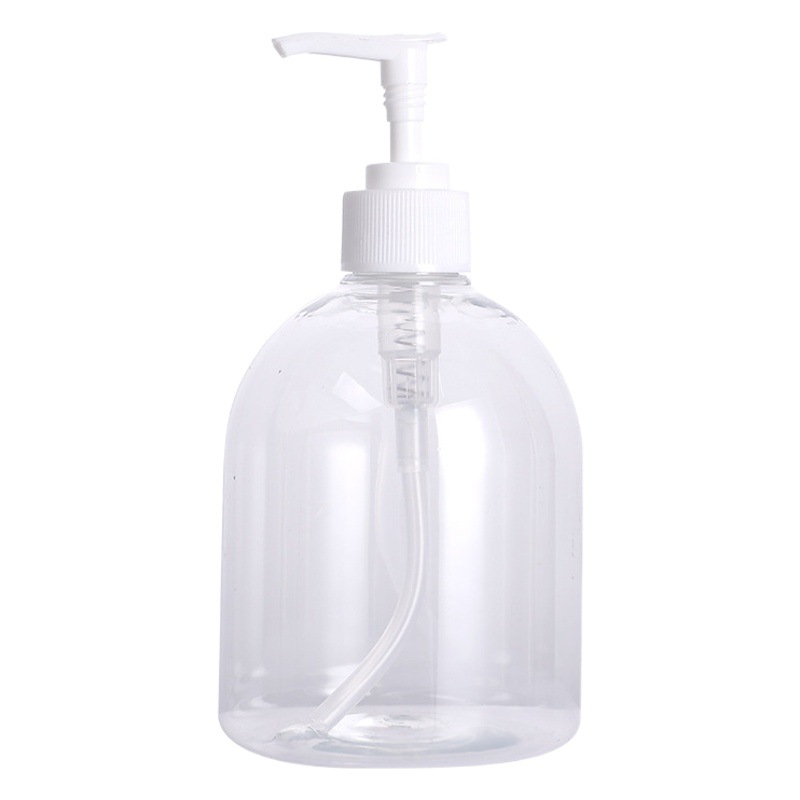 Botella transparente de 500ml para desinfectante de manos, botella de PET, botella vacía para desinfectante de manos tipo prensa, botella de embalaje, botella con boquilla para loción