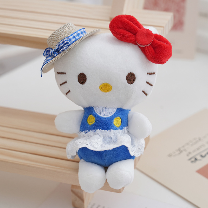 新品马卡龙草帽款猫咪毛绒公仔玩偶书包挂件娃娃钥匙扣挂饰礼品|undefined