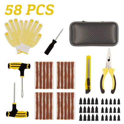 Car Tire Repair Tool Set 58-Piece Set Vacuum Tire Motorcycle Electric Vehicle Tire Repair Strips Tire Repair Tools