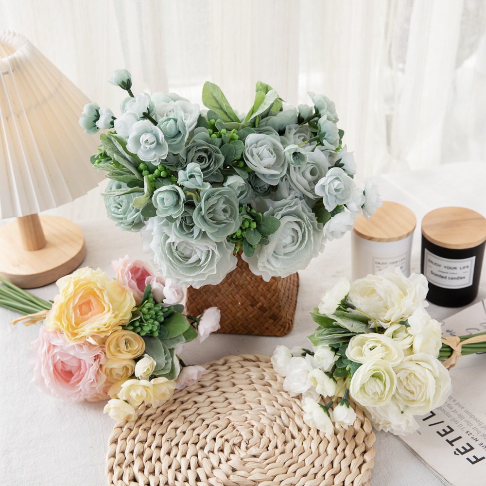 婚慶手捧花陸蓮植毛葉花束仿真花廠家家庭裝飾路引牆假花DY1-2024