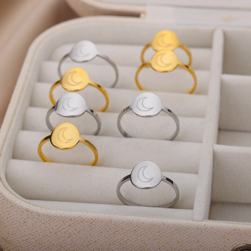 Fashion Moon Stainless Steel Plating Rings 1 Piece