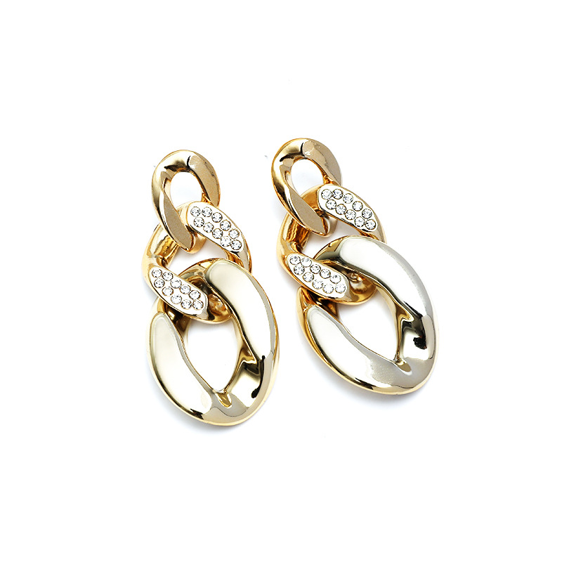 New Style Geometric Chain Earrings Fashion Retro Niche Design Sense Diamond Alloy Earrings display picture 1