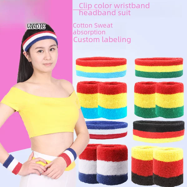 Wrist Guard Men's and Women's Sports Headband Hair Band Wrist Guard Polyester Cotton Sweat Band suit Manufacturers Sports Sports Protector