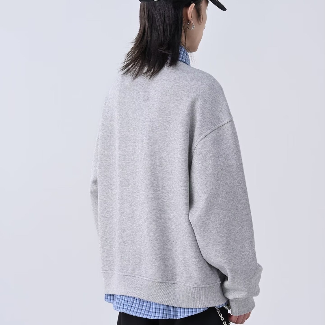 Retro Hoodie Cardigan Men's Autumn Checkered Patchwork Lazy Style Couple Jacket_voghion.com