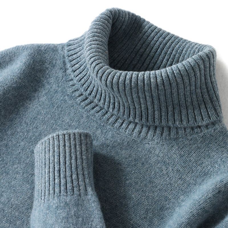 High-Neck Men's Premium Sweater for Autumn and Winter, Thickened, Loose-Fitting, Warm, High-End Knitted Base Layer Men's Full Knit Sweater