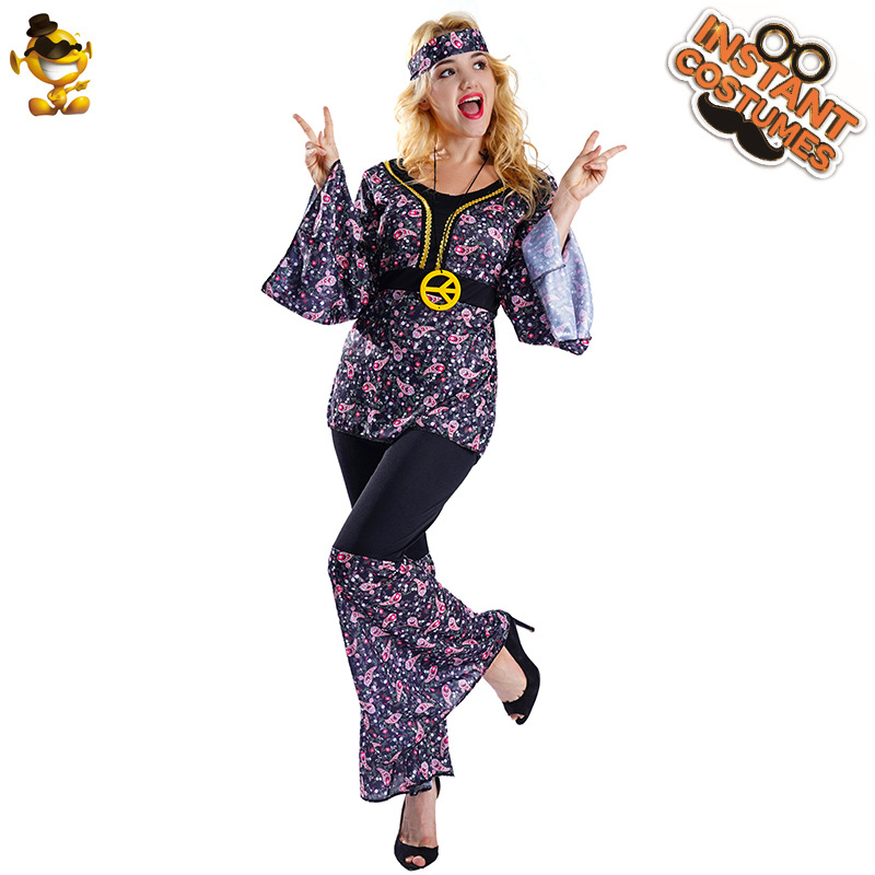 Adulto de las mujeres grandes hippie acampanado manga floral falda grande del partido rendimiento traje Cosplay image 8