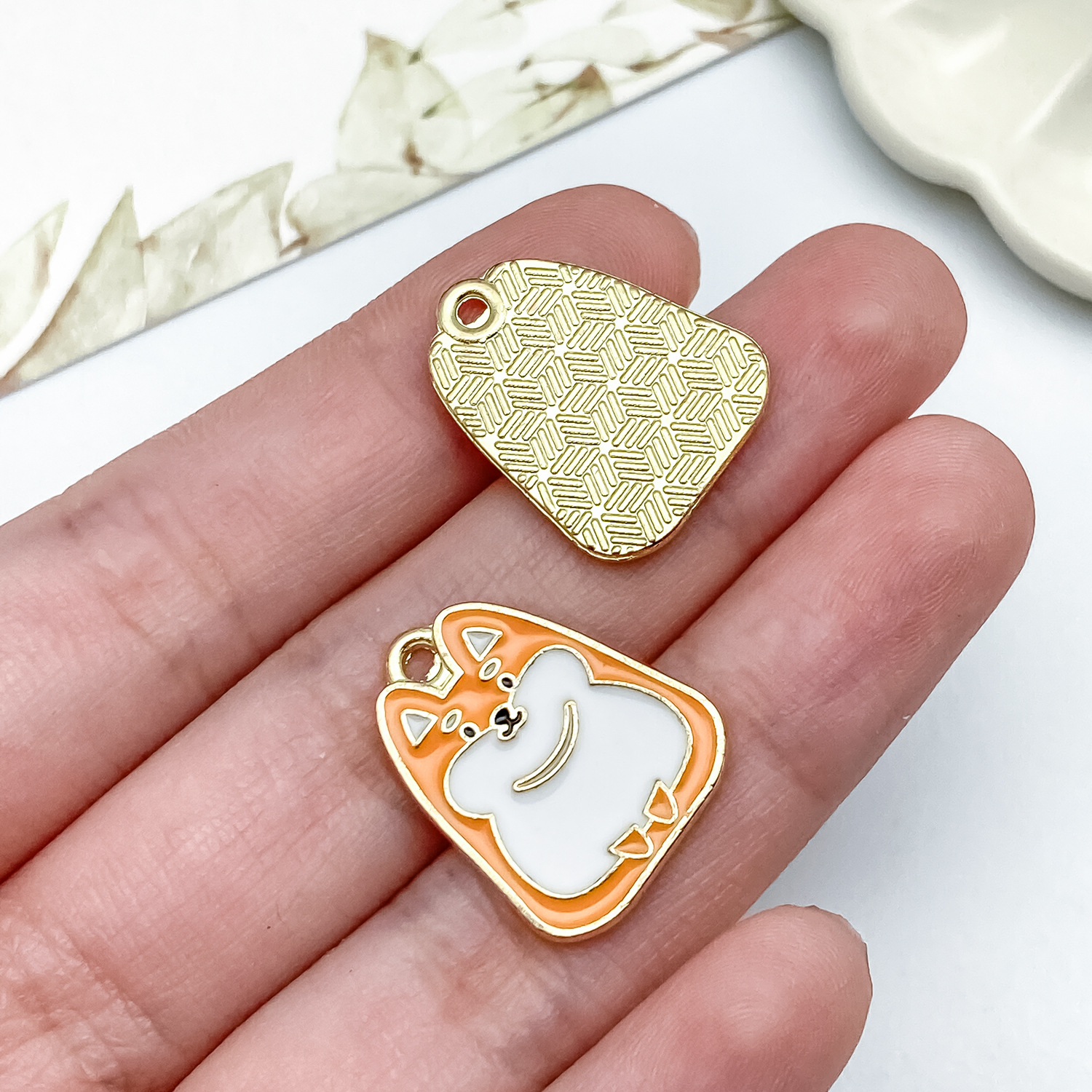 23490-YP-kc金橙黄白色滴油锌合金动物小狗20x16