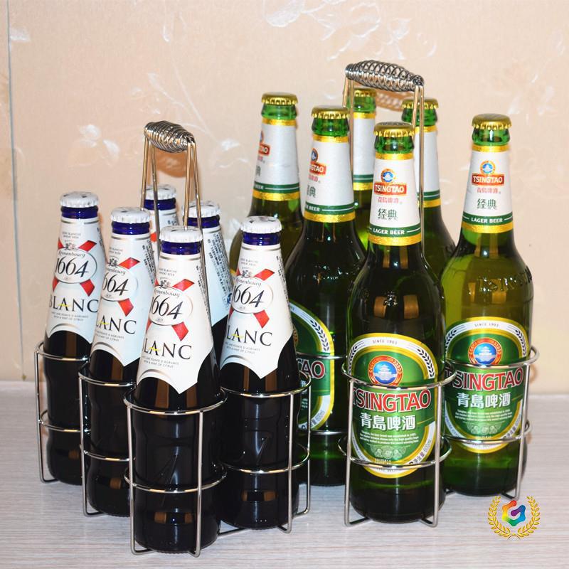 ✬批发加粗酒吧KTV啤酒架六瓶装提篮 烧烤摊提啤酒的架子啤酒篮厂