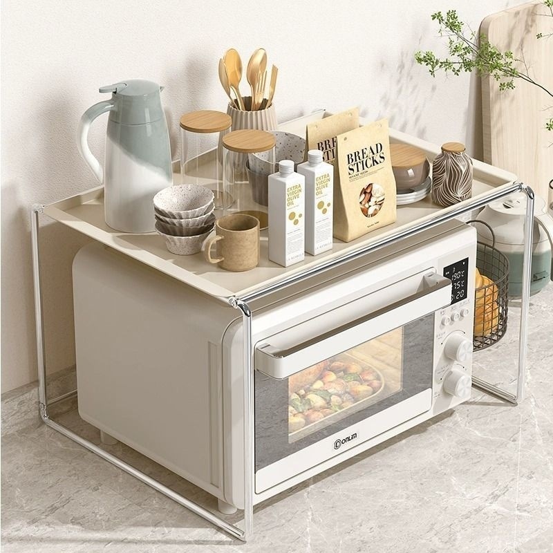 전자레인지 이중 수납선반 주방 조리대 밥솥 수납선반 에어프라이어 오븐 일체형 수납선반