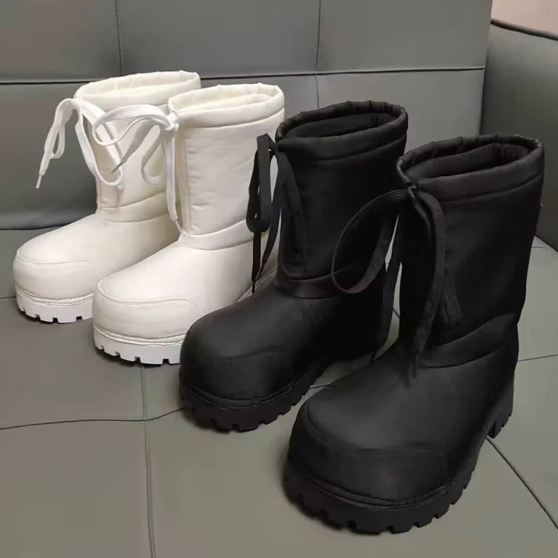 Winter ski high boots for men and women platform, drawstring