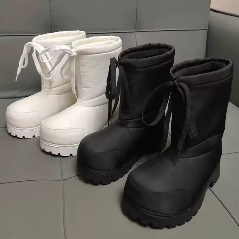 Winter ski high boots for men and women platform, drawstring