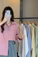 春装纯色衬衫女设计感小众法式复古叠穿外套感内搭雪纺衫上衣