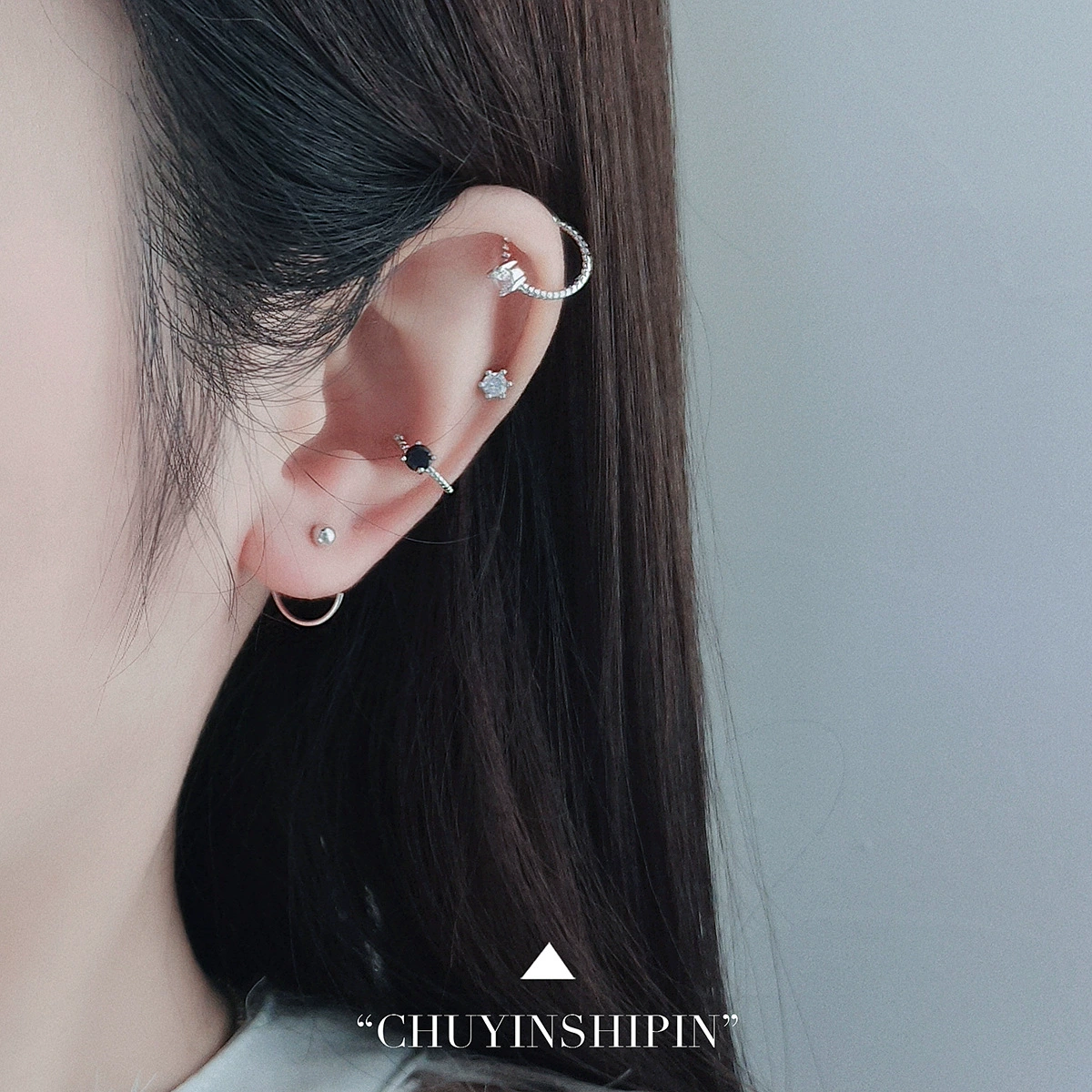 Earrings, fashionable accessory, silver 925 sample, no pierced ears