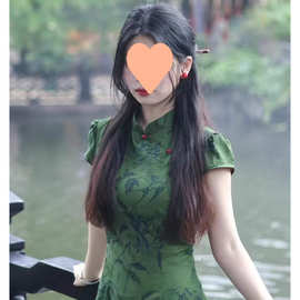 新中式提花改良旗袍女春气质复古短袖连衣裙
