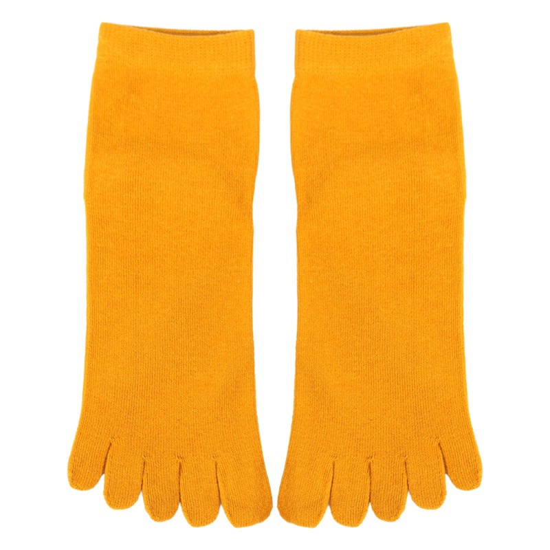 Calcetines de cinco dedos calcetines de dedo de color sólido calcetines de media pantorrilla transpirables absorbentes de sudor calcetines de algodón Four Seasons calcetines de otoño e invierno estilo japonés calcetines de mujer