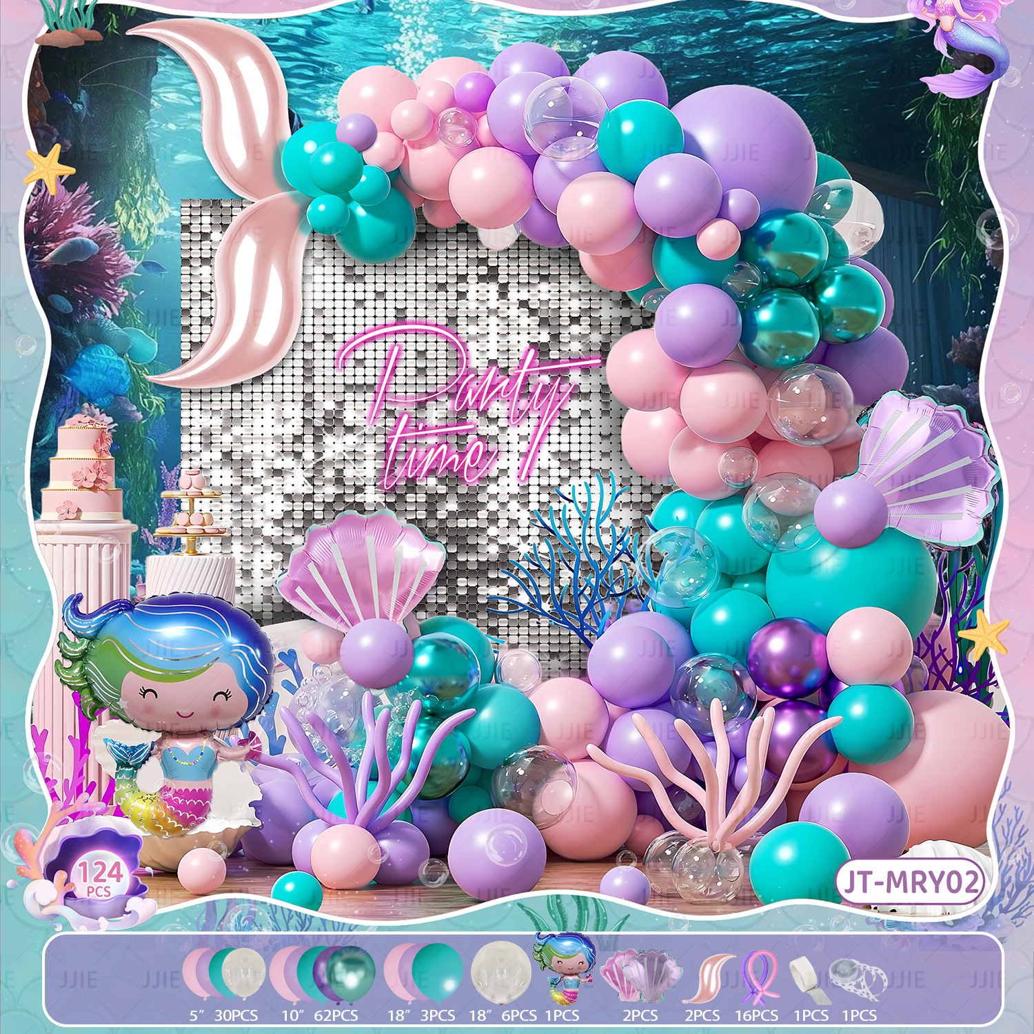 Amazon sirena cadena de globo cola sirena set de globo mar temático fiesta decoración para niños