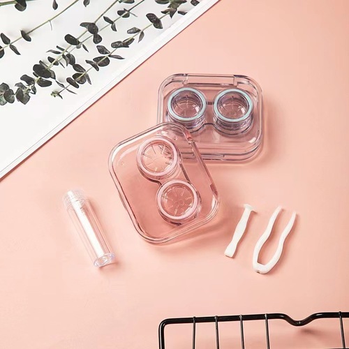 Korean version of high-looking transparent contact lens storage box for female students, leak-proof all-in-one simple and portable contact lens case