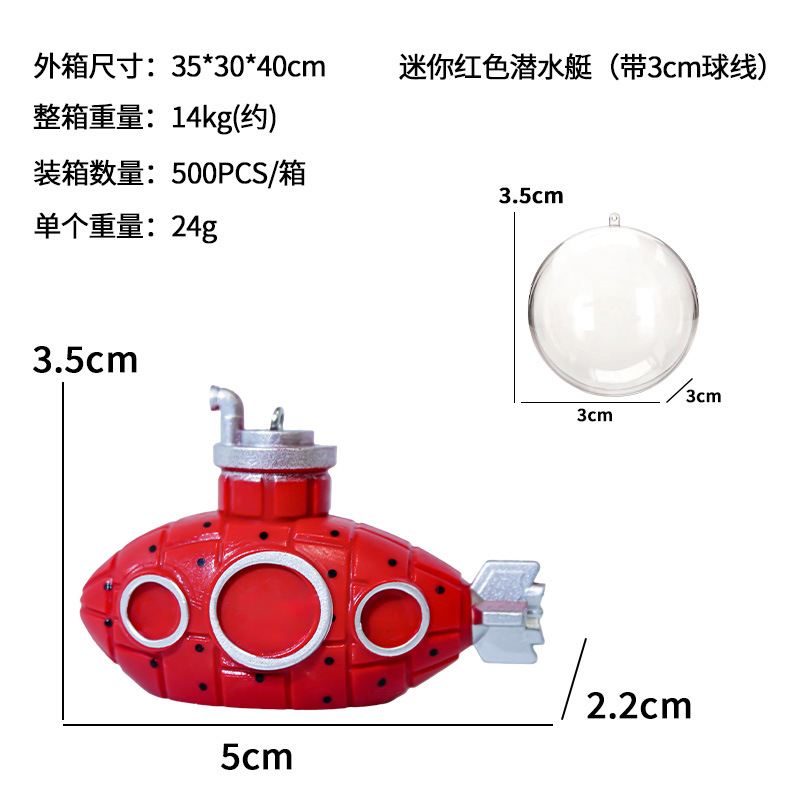 Mini submarino flotante, decoración de la pecera, buzo, gordo azul, observación de la pecera, mundo submarino