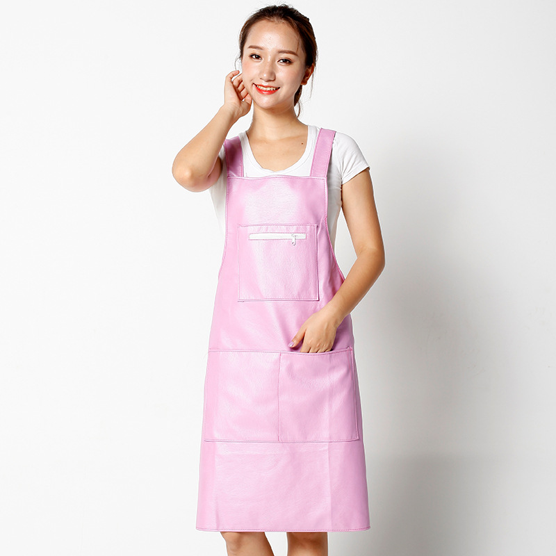 라이트 퍼플 스트랩 가죽 앞치마