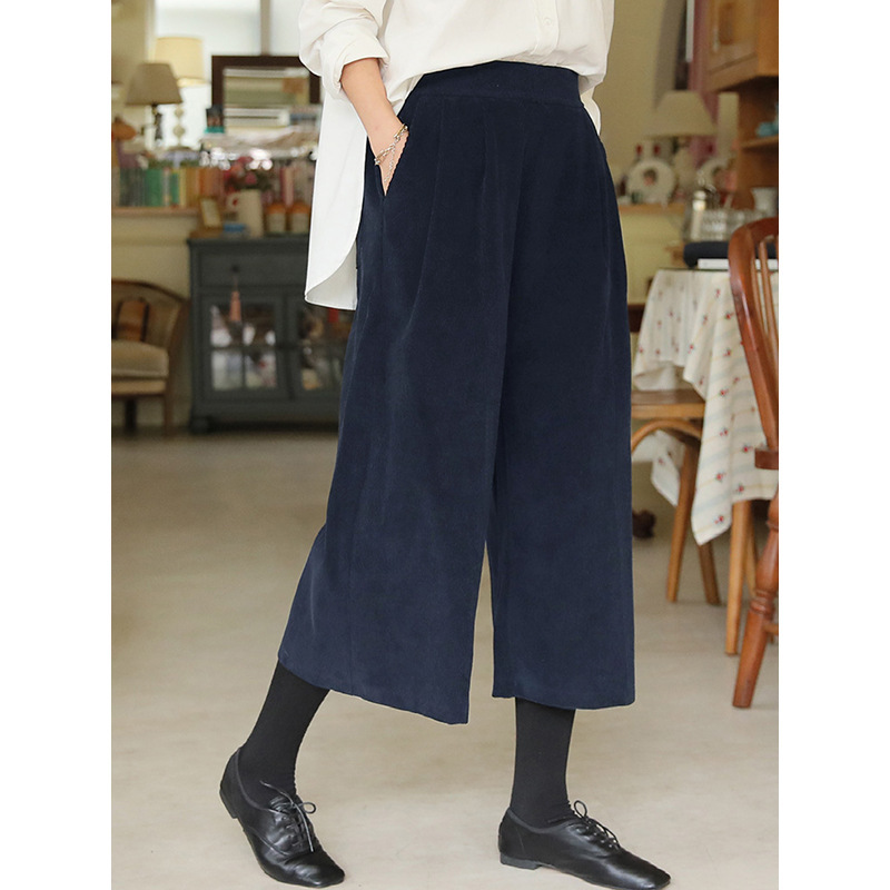 【Clearance Bargain】Corduroy Capri Pants Loose Plus Size Straight Leg Pants Petite Fleece Lined Thickened Wide Leg Pants for Women